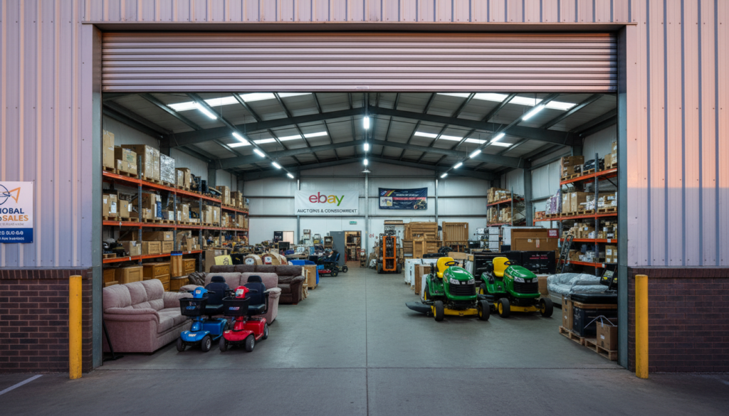 warehouse full of assorted large ebay items